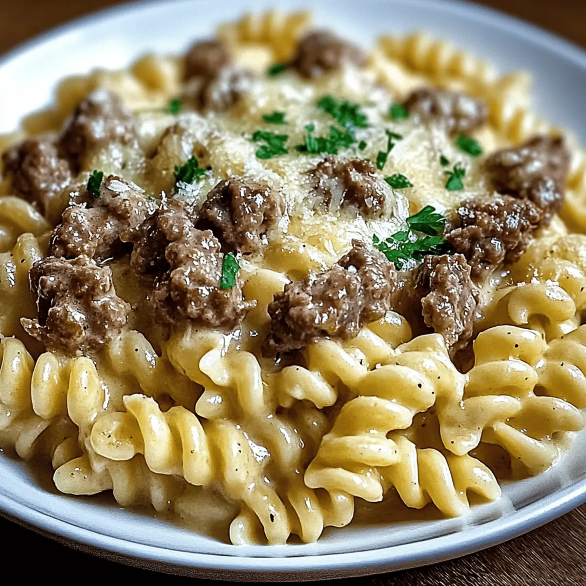 Creamy Garlic Parmesan Rotini with Tender Beef Recipe Delight