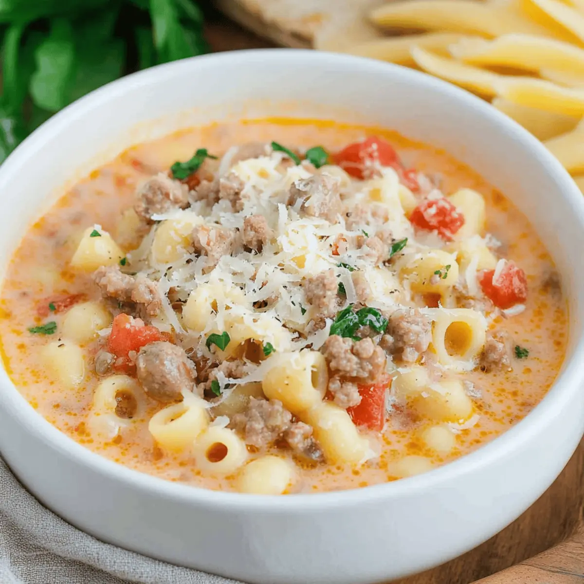 Creamy Parmesan Italian Sausage Ditalini Soup Recipe in 25 Minutes