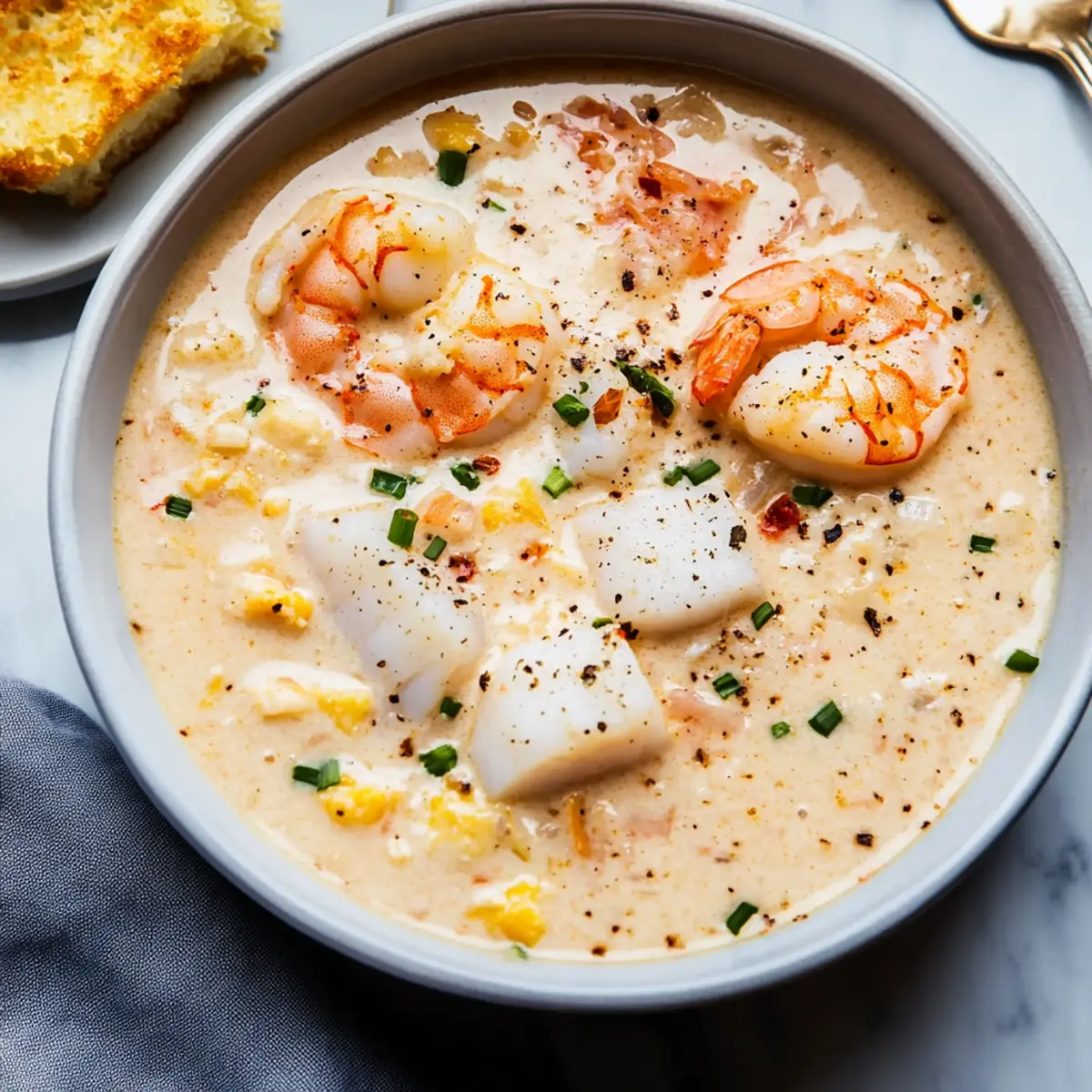 Rich Seafood Bisque with Scallops, Cod, and Shrimp Recipe