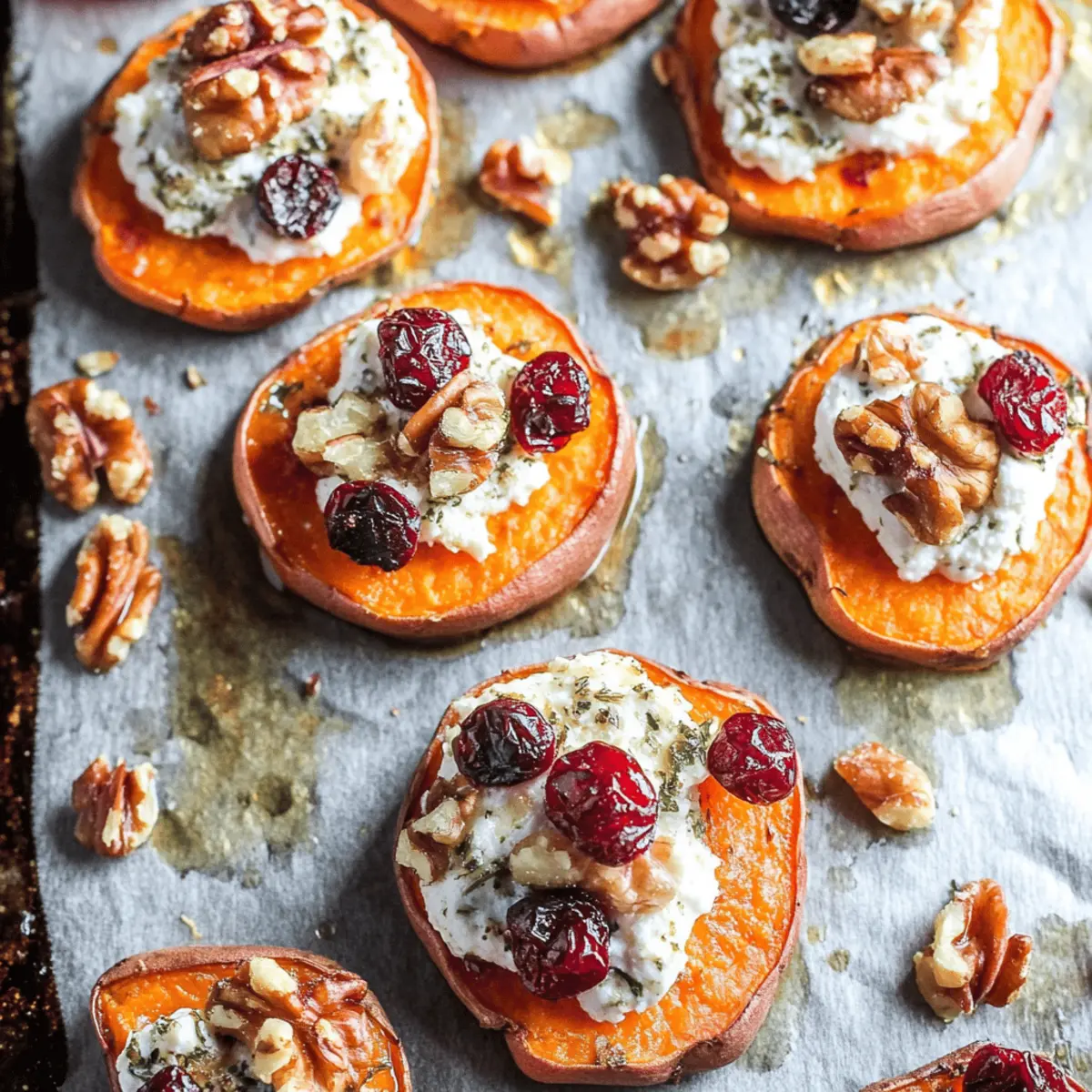 Roasted Sweet Potato Rounds with Herbed Ricotta and Walnuts