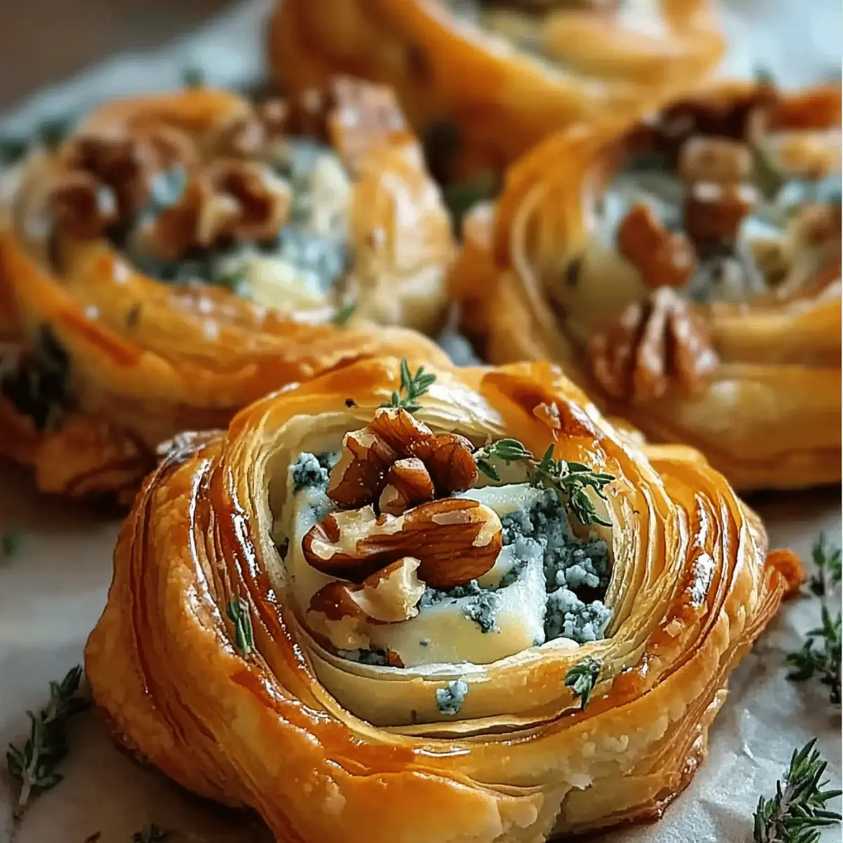 Blue Cheese Walnut Thyme Puff Pastry Twirl Recipe