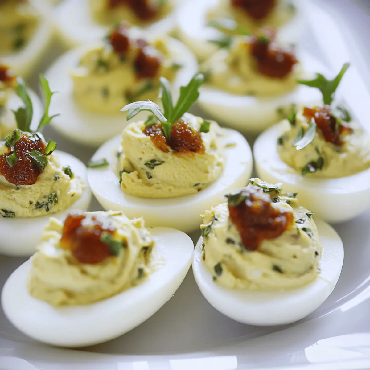 Delicious Italian Deviled Eggs with Prosciutto and Pesto