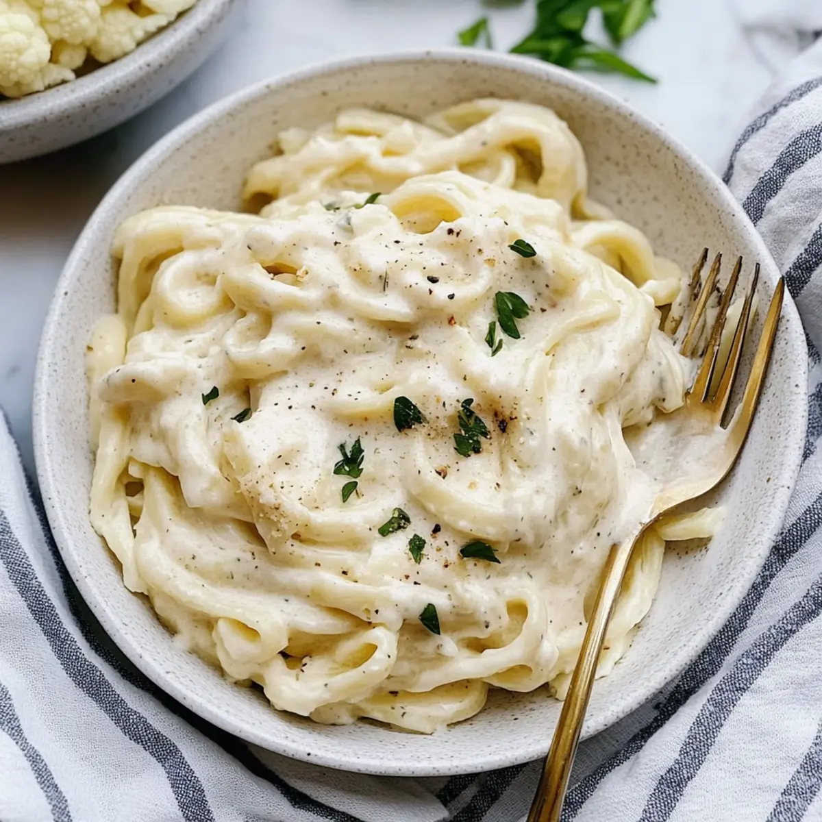 Creamy Cauliflower Alfredo Sauce Recipe with Fettuccini Delight