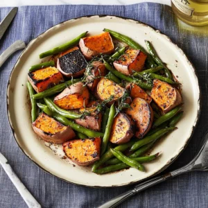 Sweet Potato & Green Bean Tray Bake
