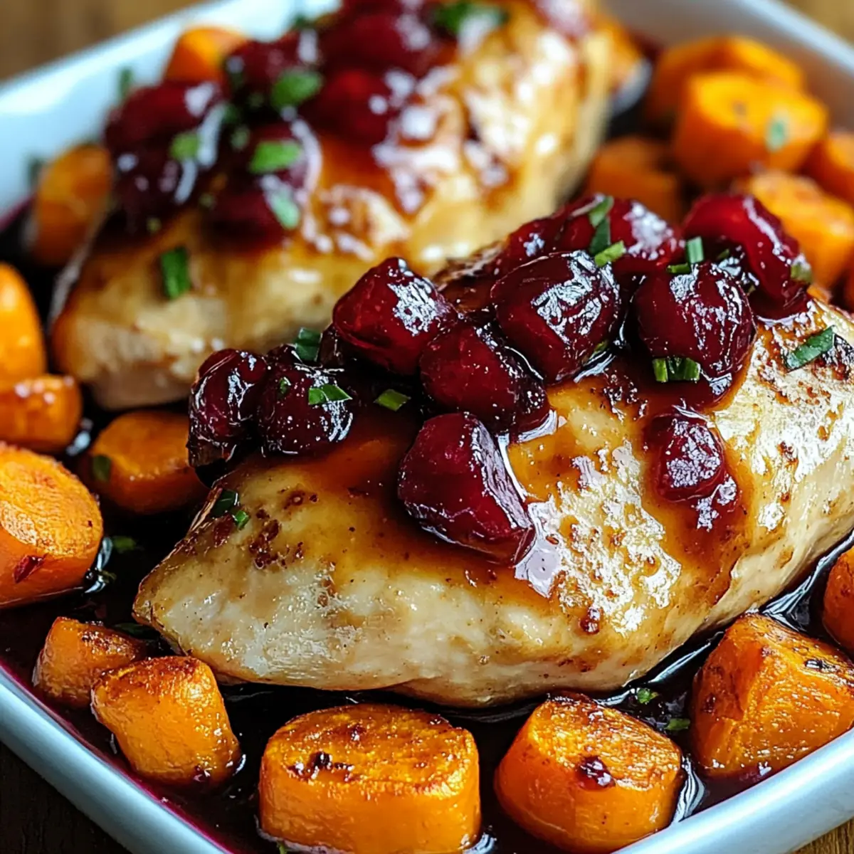 Cranberry Glazed Chicken with Carrots & Sweet Potatoes Recipe
