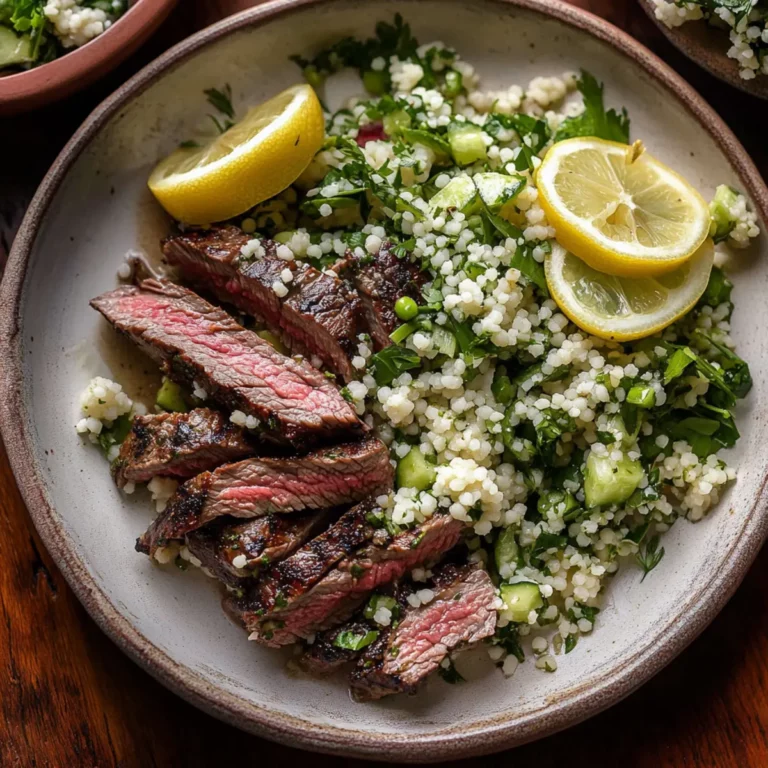 Grilled Skirt Steak with Lemon Herb Couscous Salad
