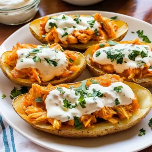Buffalo Chicken Potato Skins