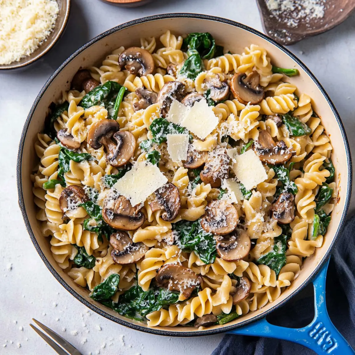 Delicious Parmesan Spinach Mushroom Pasta Skillet Ready in 30 Minutes