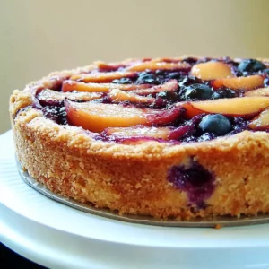 Peach Blueberry Cake with Buttery Crust