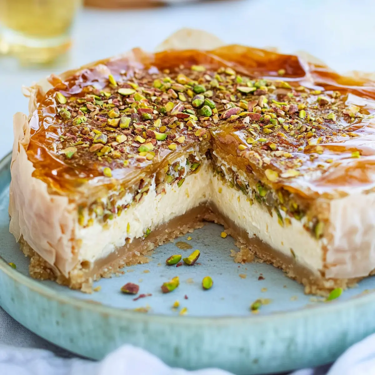Indulge in Honey Pistachio Baklava Cheesecake Recipe Delight