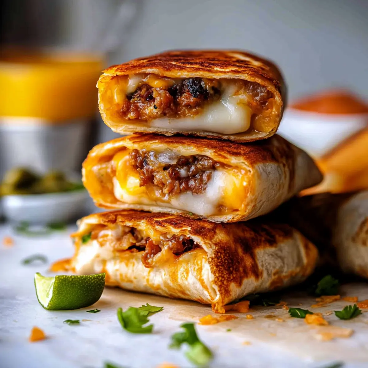 Easy Grilled Cheese Burrito Recipe with Taco Meat and Rice