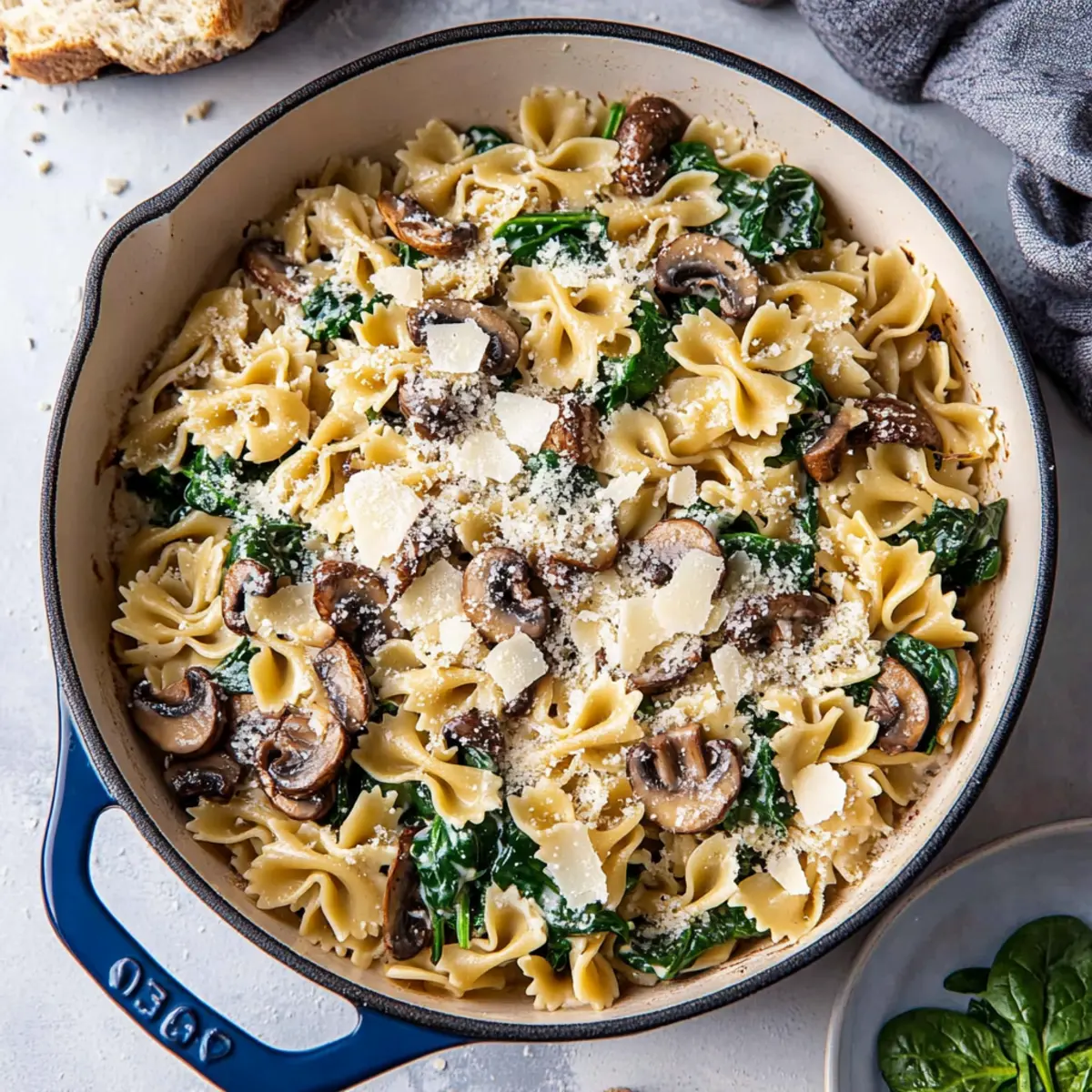 Delicious Parmesan Spinach Mushroom Pasta Skillet Ready in 30 Minutes