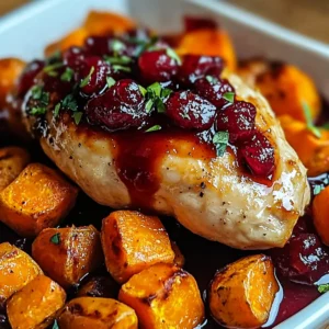 Cranberry Glazed Chicken with Carrots & Sweet Potatoes