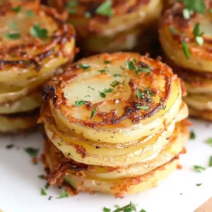 Roasted Garlic Parmesan Potato Stacks
