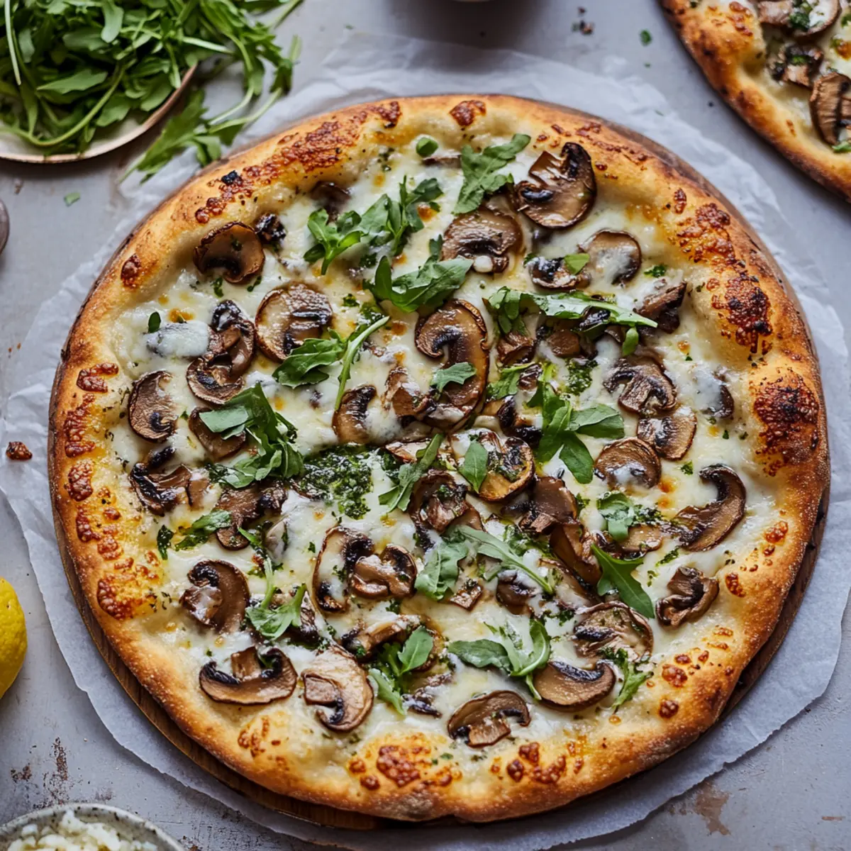 Mushroom White Sauce Pizza with Fresh Herbs for Vegan Lovers