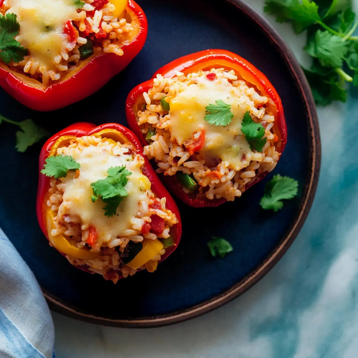 Delicious Vegetarian Stuffed Bell Peppers with Rice & Veggies