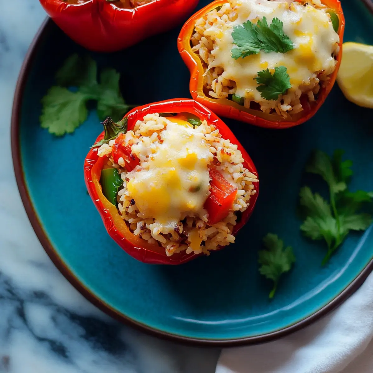 Delicious Vegetarian Stuffed Bell Peppers with Rice & Veggies