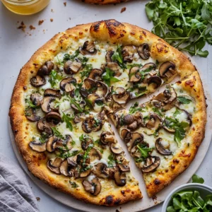 Mushroom White Sauce Pizza with Fresh Herbs
