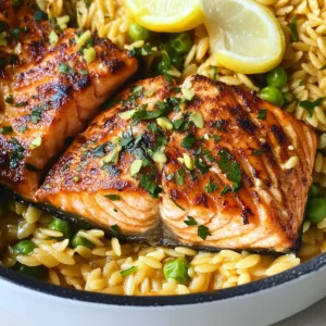 Seared Salmon with Lemon Orzo
