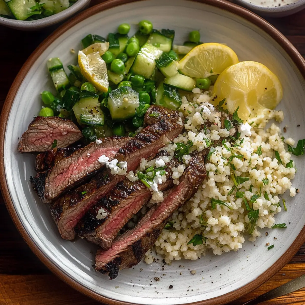 Grilled Skirt Steak with Lemon Herb Couscous Salad Recipe