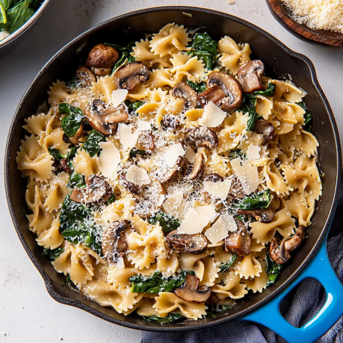 Parmesan Spinach Mushroom Pasta Skillet