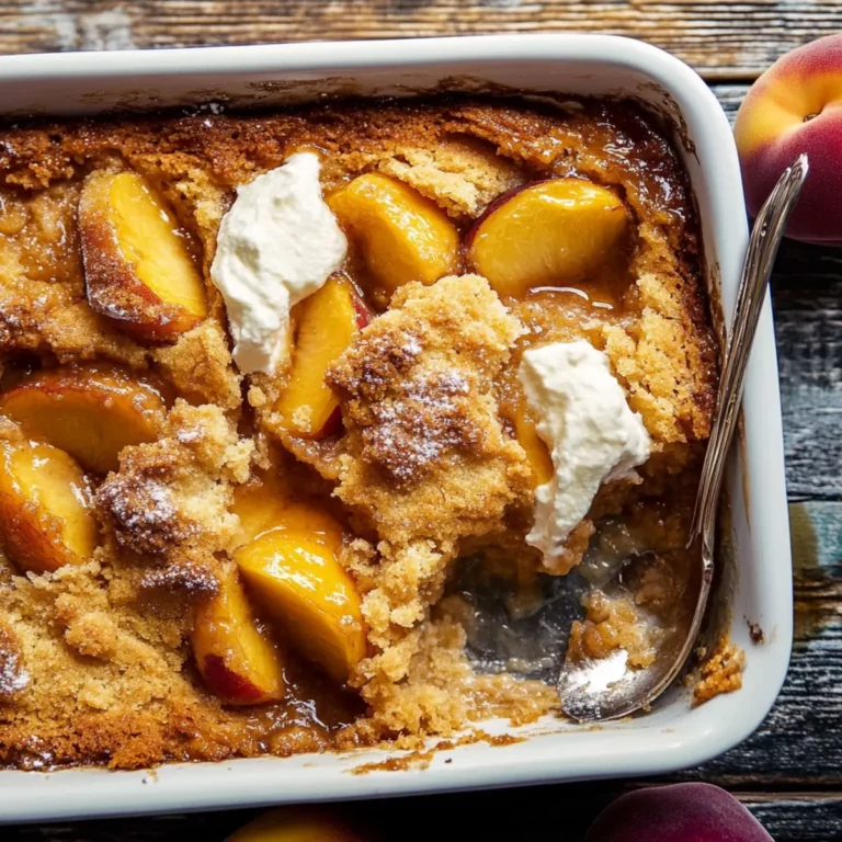 Old School Easy Brown Sugar Peach Cobbler.