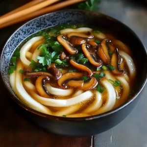 Miso Udon Noodle Soup with Teriyaki Mushrooms