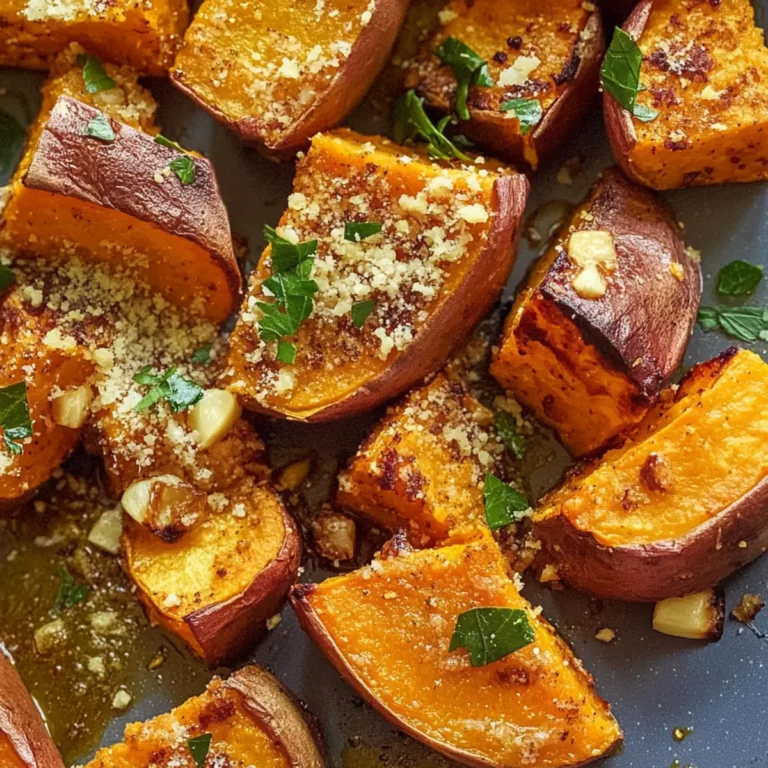Roasted Sweet Potato with Garlic and Parmesan