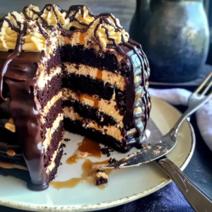 Chocolate Fudge Cake with Salted Caramel Buttercream, Salted Caramel & Dark Chocolate Ganache
