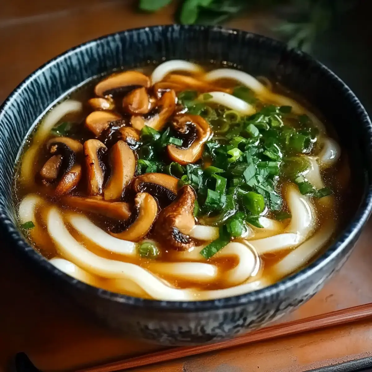 Delicious Miso Udon Noodle Soup with Teriyaki Mushrooms Recipe