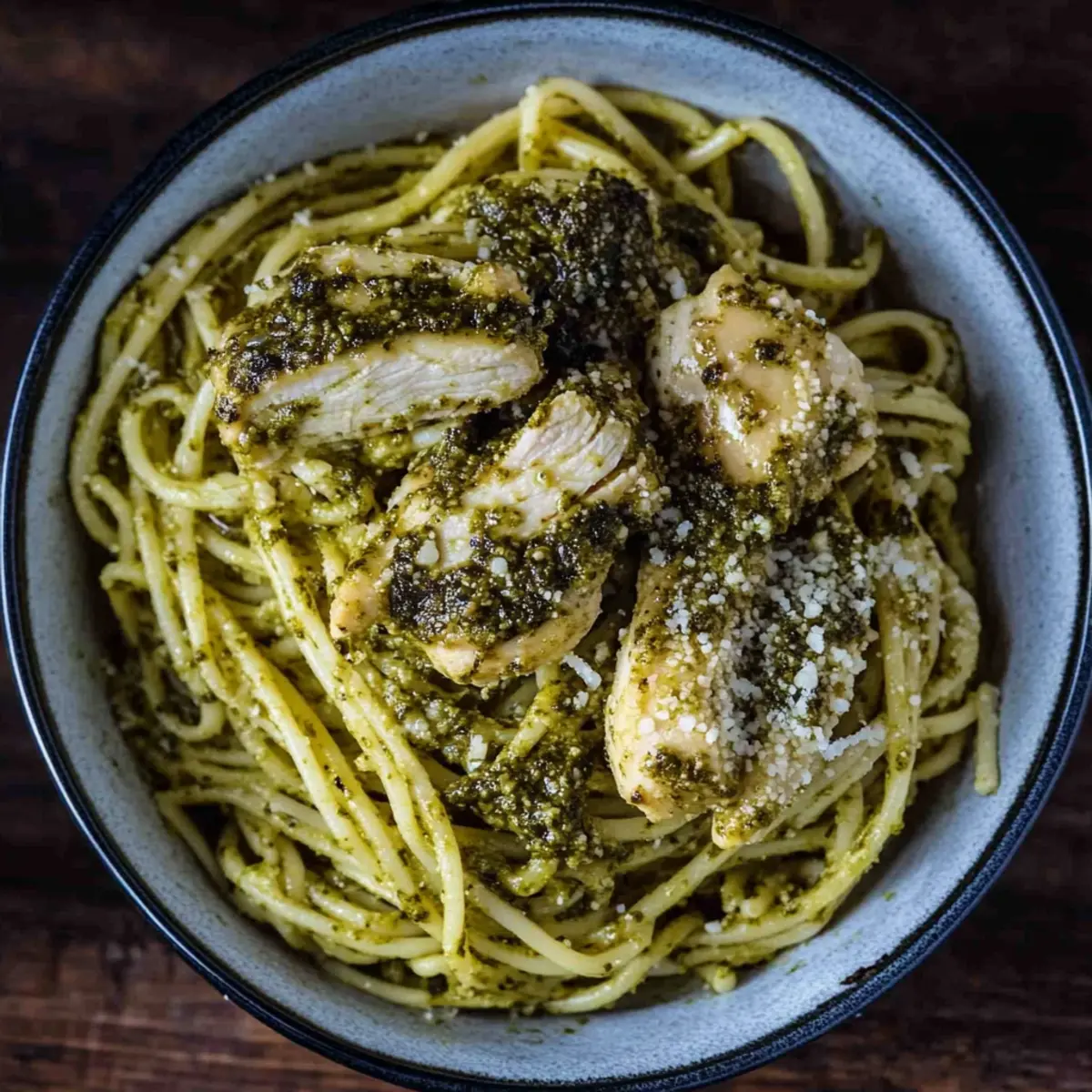 Delicious Pesto Pasta with Parmesan Chicken Ready in 14 Minutes