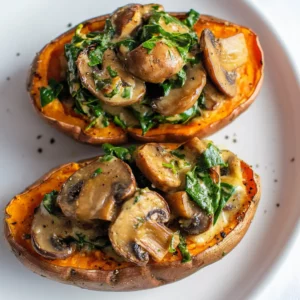 Creamy Mushroom Stuffed Sweet Potatoes
