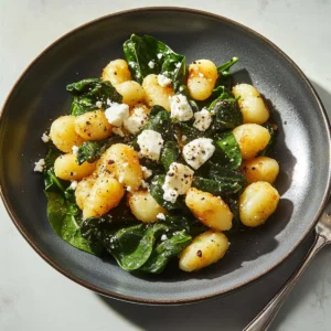 Crispy Gnocchi with Spinach & Feta