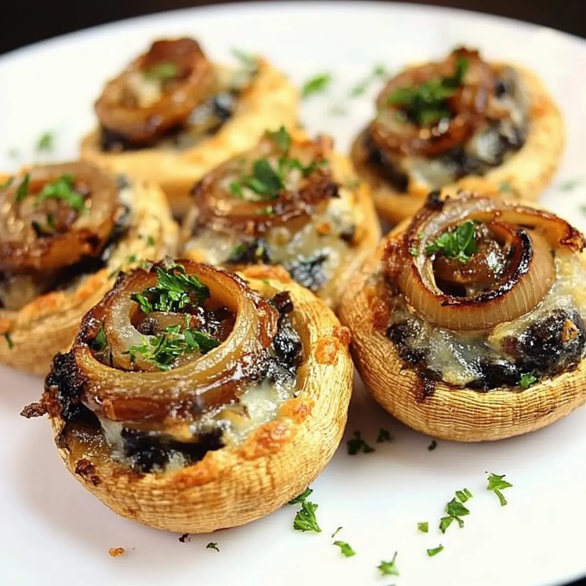 Caramelized Onion & Gruyère Stuffed Mushrooms