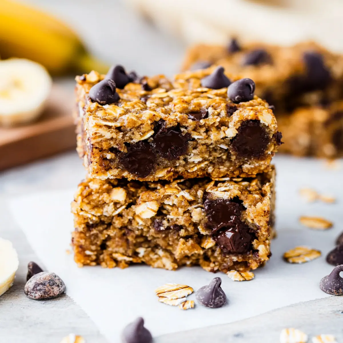 Healthy Banana Chocolate Chip Oat Bars