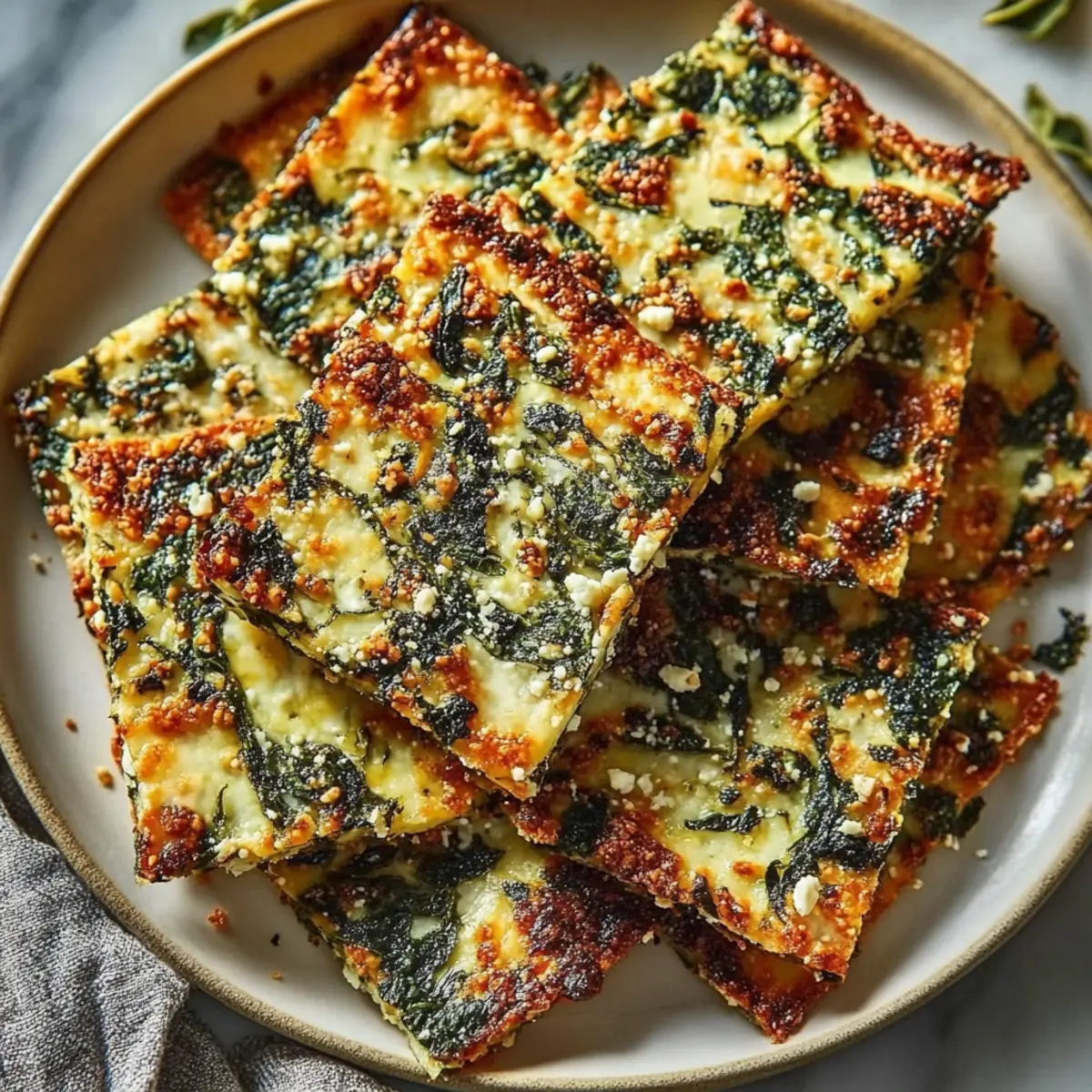 Baked Spinach Feta Crisps