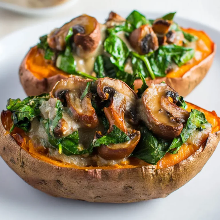 Creamy Mushroom Stuffed Sweet Potatoes