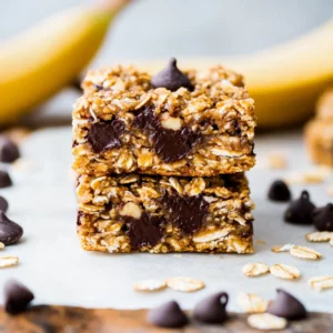 Healthy Banana Chocolate Chip Oat Bars