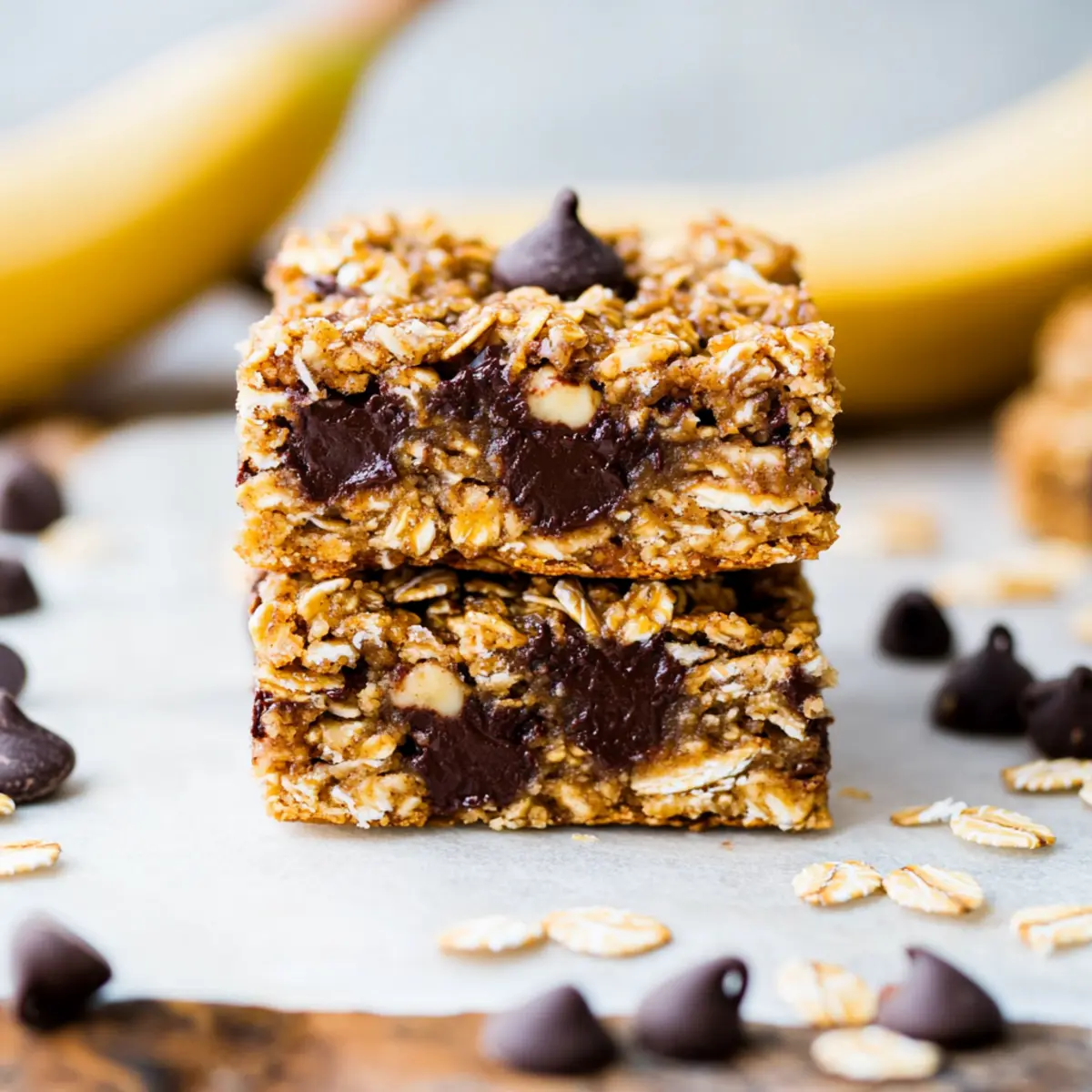 Healthy Banana Chocolate Chip Oat Bars