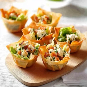 Caesar Salad Wonton Cups Appetizer