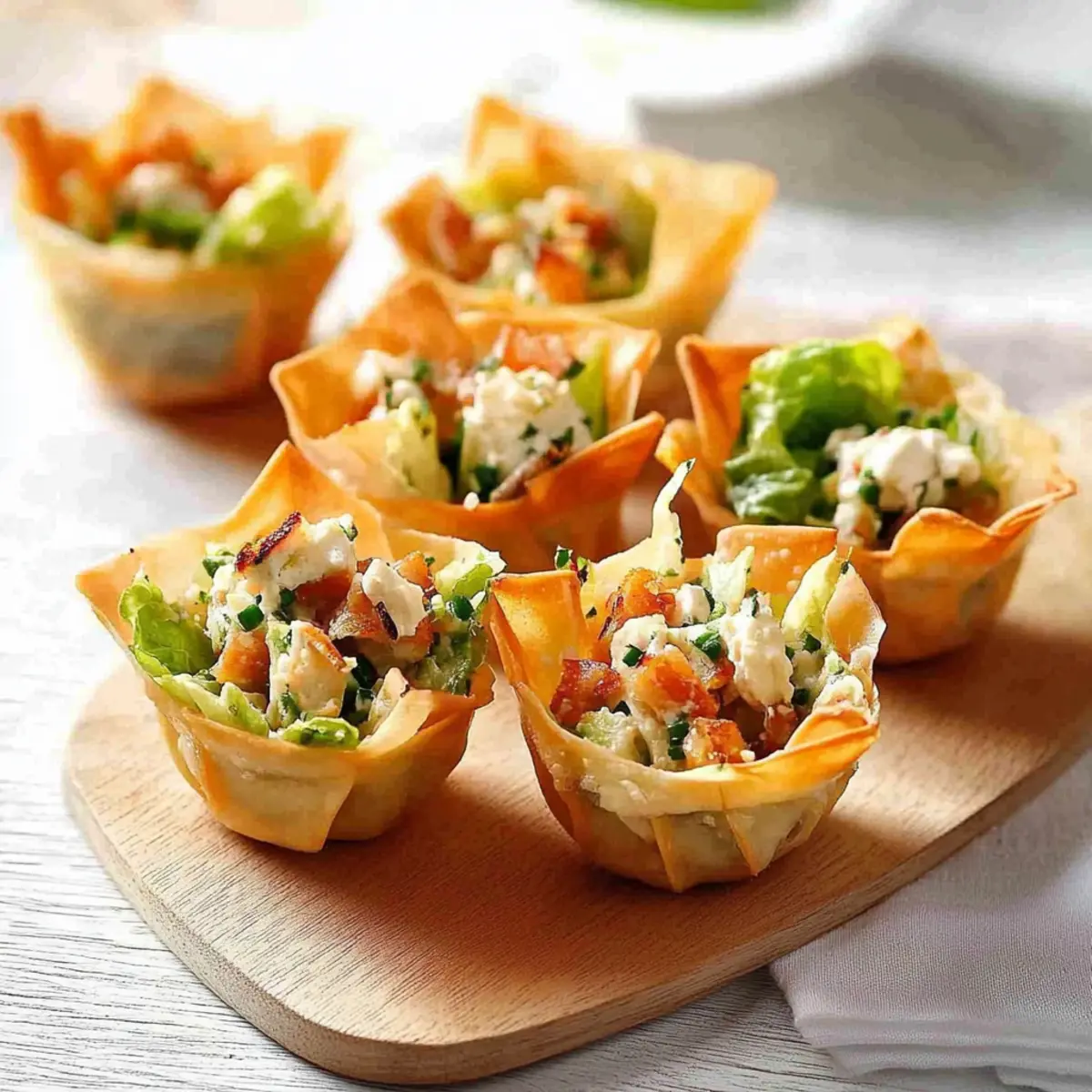 Caesar Salad Wonton Cups Appetizer