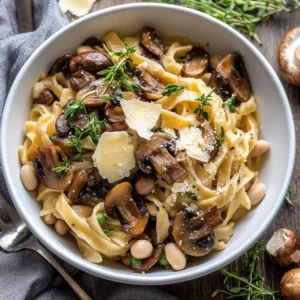 One-Pot Mushroom & White Bean Pasta
