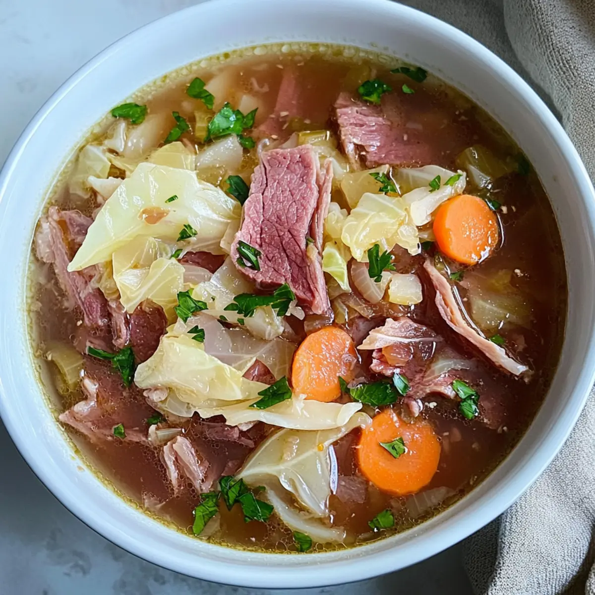 Corned Beef & Cabbage Rustic Soup
