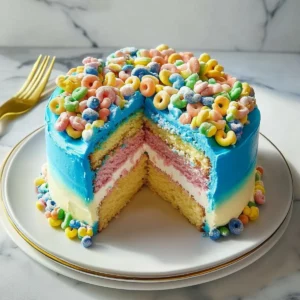 Lucky Charms No-Bake Rainbow Cake