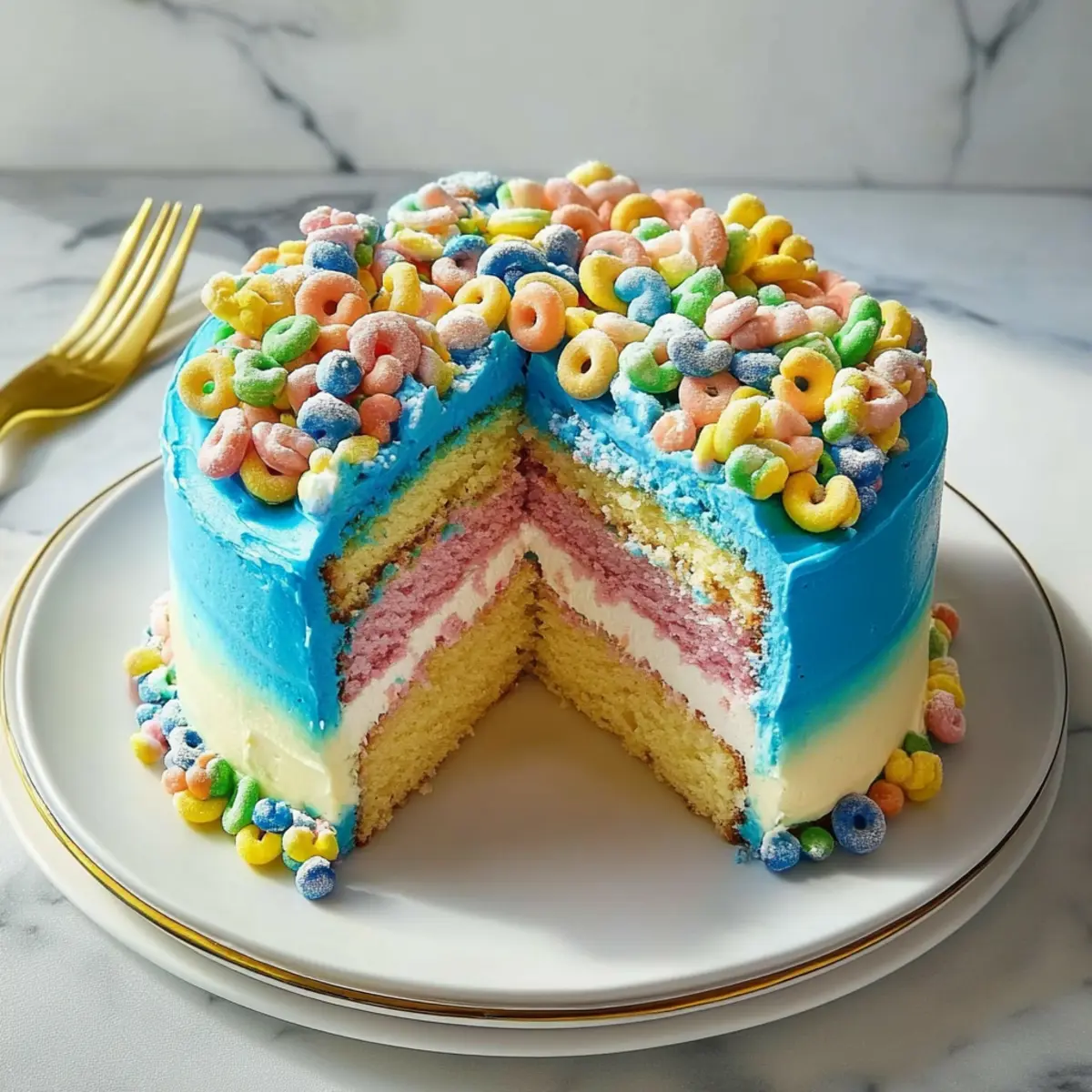 Lucky Charms No-Bake Rainbow Cake