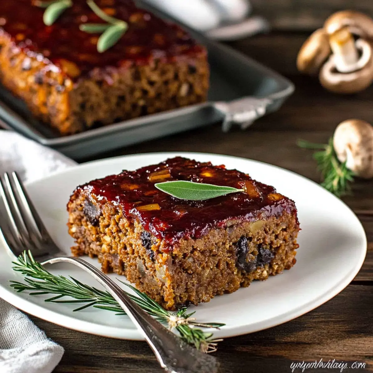 Delicious Vegan Mushroom Meatloaf with Savory Ketchup Glaze