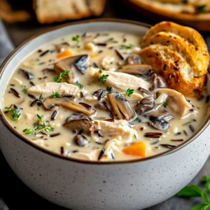 Creamy Mushroom Chicken and Wild Rice Soup