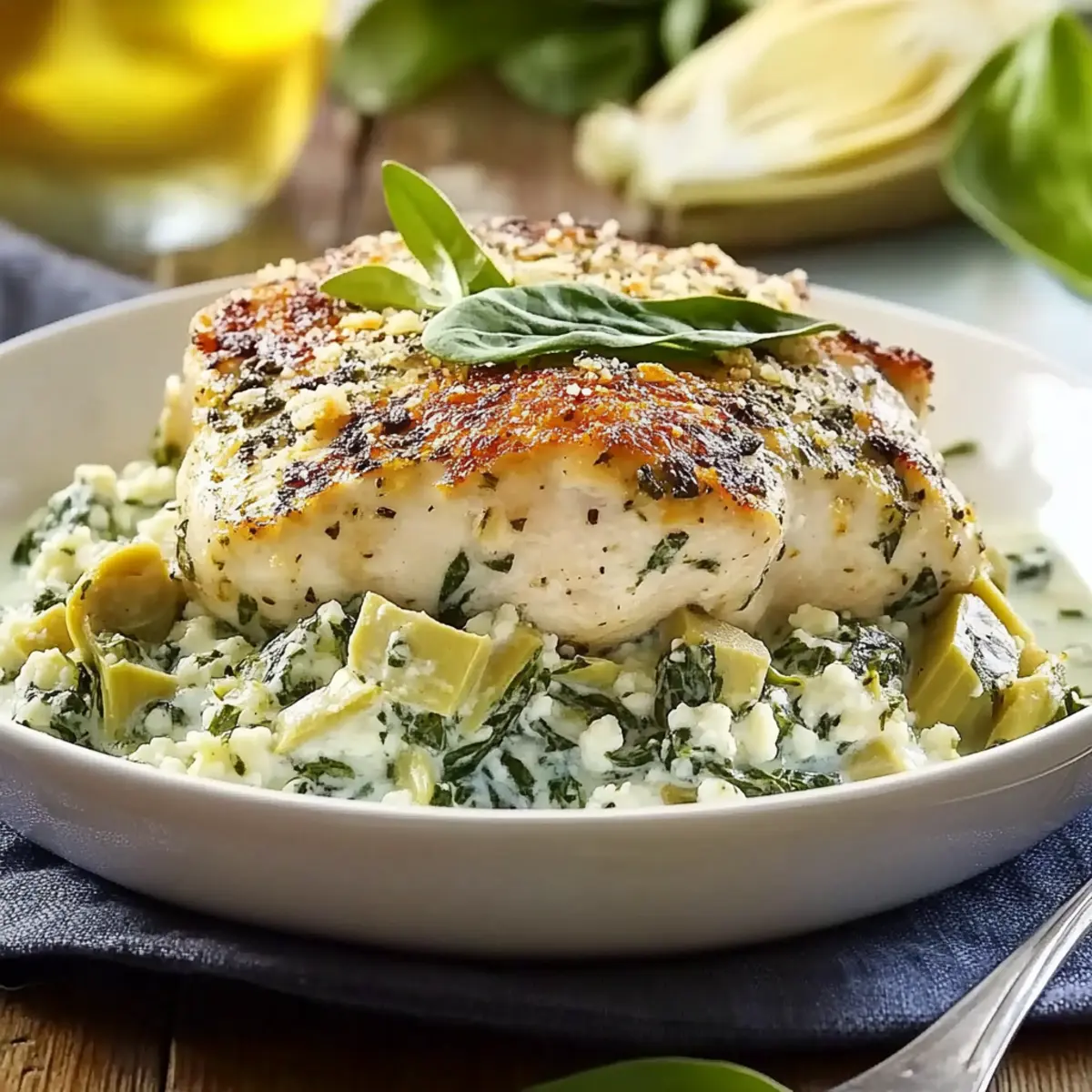 Spinach Artichoke Chicken with Cottage Cheese