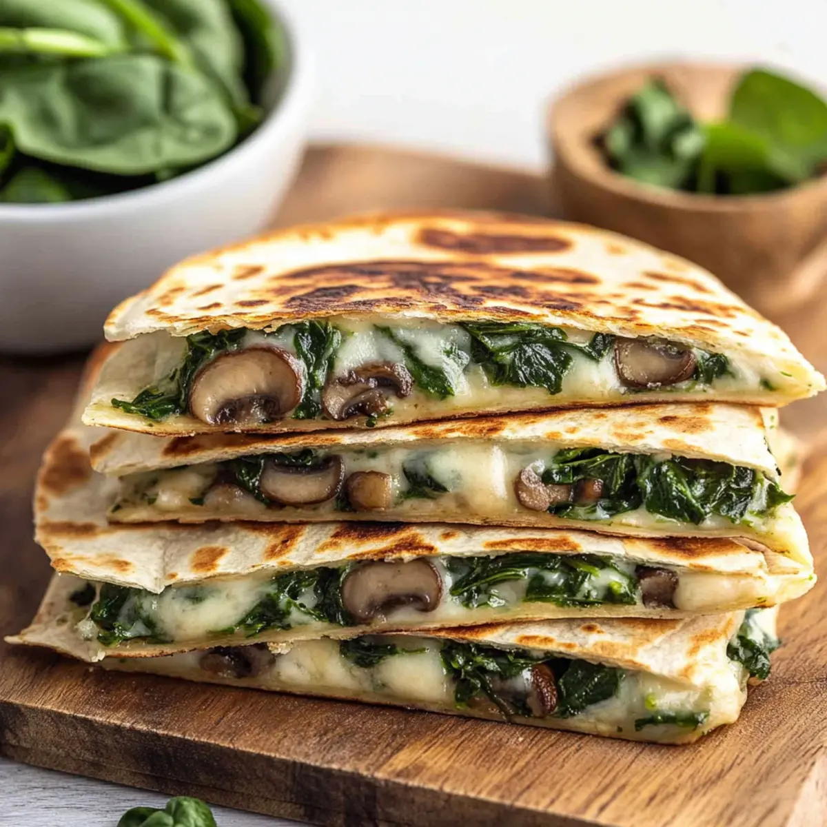 Baked Spinach Mushroom Quesadillas