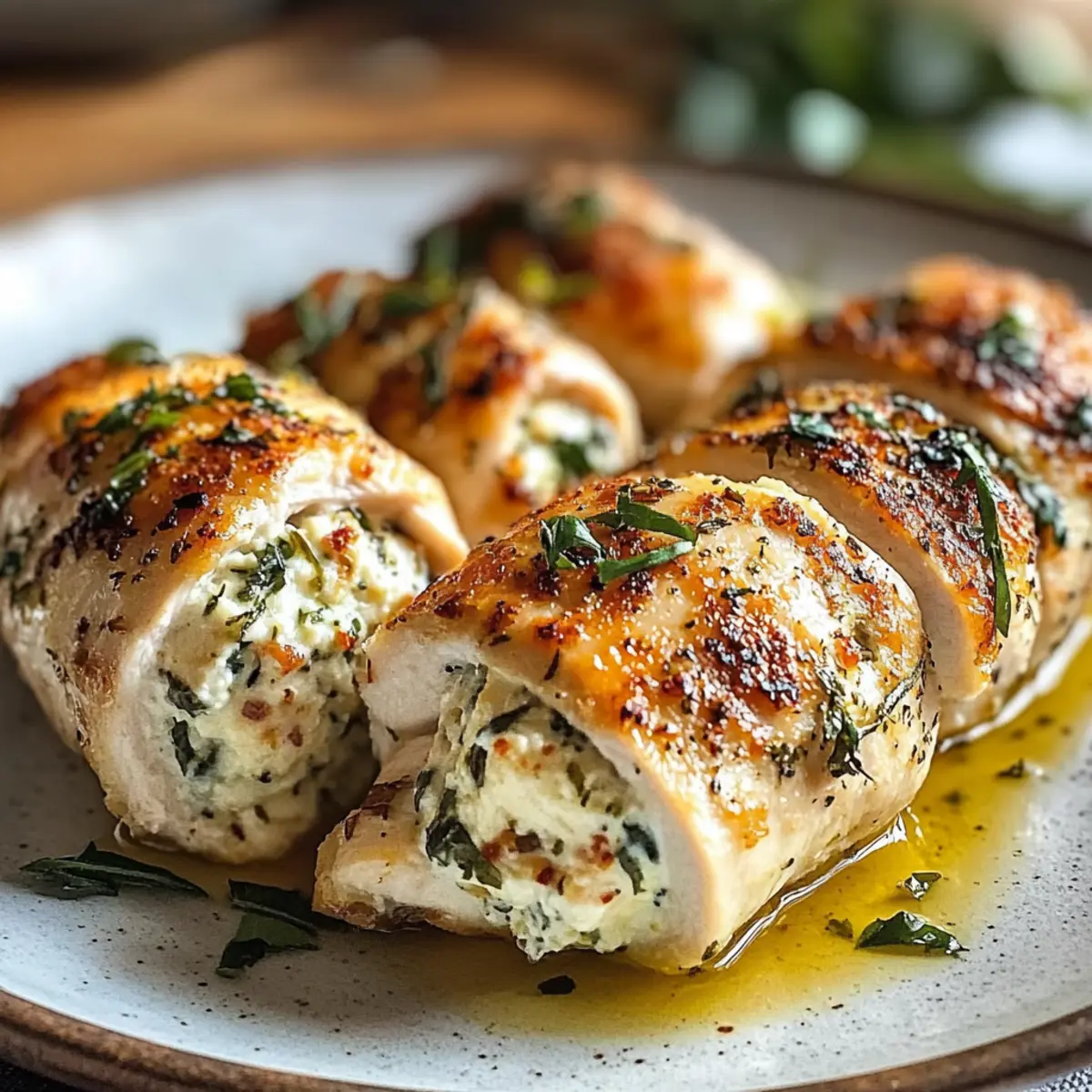 Herbed Ricotta Stuffed Chicken Rolls